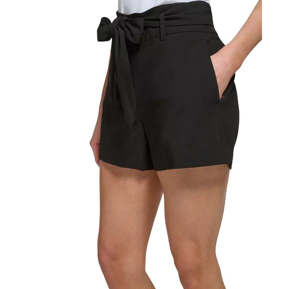 NWT Loft Black Belted Front Tie High Waisted Shorts Size 8 - Picture 3 of 9